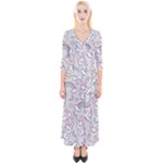 Seamless Pattern With Cute Rabbit Character Quarter Sleeve Wrap Maxi Dress