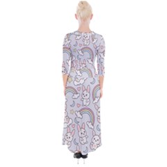 Quarter Sleeve Wrap Maxi Dress 