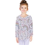 Seamless Pattern With Cute Rabbit Character Kids  Long Sleeve T-Shirt