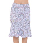 Seamless Pattern With Cute Rabbit Character Short Mermaid Skirt