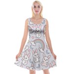 Seamless Pattern With Cute Rabbit Character Reversible Velvet Sleeveless Dress