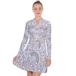 Seamless Pattern With Cute Rabbit Character Long Sleeve Panel Dress