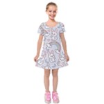Seamless Pattern With Cute Rabbit Character Kids  Short Sleeve Velvet Dress