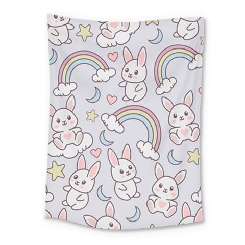 Seamless Pattern With Cute Rabbit Character Medium Tapestry from ArtsNow.com