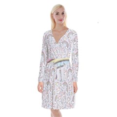 Long Sleeve Velvet Front Wrap Dress 