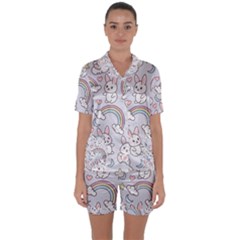 Satin Short Sleeve Pajamas Set 