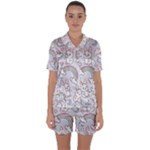 Seamless Pattern With Cute Rabbit Character Satin Short Sleeve Pajamas Set