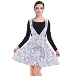 Seamless Pattern With Cute Rabbit Character Plunge Pinafore Dress