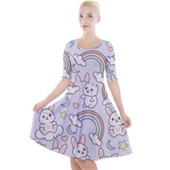 Quarter Sleeve A-Line Dress 