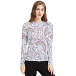 Seamless Pattern With Cute Rabbit Character Women s Long Sleeve Rash Guard