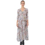 Seamless Pattern With Cute Rabbit Character Button Up Boho Maxi Dress