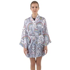Long Sleeve Satin Kimono 