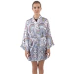 Seamless Pattern With Cute Rabbit Character Long Sleeve Satin Kimono