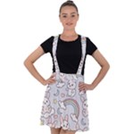 Seamless Pattern With Cute Rabbit Character Velvet Suspender Skater Skirt