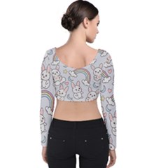 Velvet Long Sleeve Crop Top 