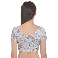 Velvet Short Sleeve Crop Top  