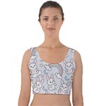 Seamless Pattern With Cute Rabbit Character Velvet Crop Top