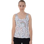 Seamless Pattern With Cute Rabbit Character Velvet Tank Top