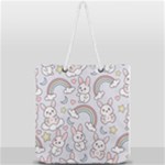 Seamless Pattern With Cute Rabbit Character Full Print Rope Handle Tote (Large)