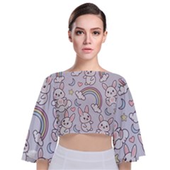 Tie Back Butterfly Sleeve Chiffon Top 