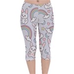 Seamless Pattern With Cute Rabbit Character Velvet Capri Leggings 