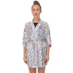 Seamless Pattern With Cute Rabbit Character Half Sleeve Chiffon Kimono