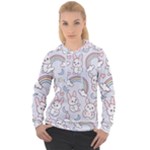 Seamless Pattern With Cute Rabbit Character Women s Overhead Hoodie