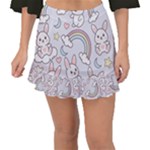 Seamless Pattern With Cute Rabbit Character Fishtail Mini Chiffon Skirt