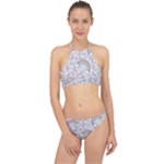 Seamless Pattern With Cute Rabbit Character Halter Bikini Set