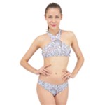 Seamless Pattern With Cute Rabbit Character High Neck Bikini Set