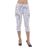 Seamless Pattern With Cute Rabbit Character Lightweight Velour Capri Leggings 