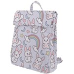 Seamless Pattern With Cute Rabbit Character Flap Top Backpack
