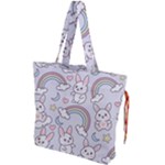 Seamless Pattern With Cute Rabbit Character Drawstring Tote Bag