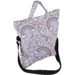 Seamless Pattern With Cute Rabbit Character Fold Over Handle Tote Bag