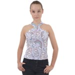 Seamless Pattern With Cute Rabbit Character Cross Neck Velour Top