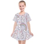 Seamless Pattern With Cute Rabbit Character Kids  Smock Dress