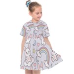 Seamless Pattern With Cute Rabbit Character Kids  Sailor Dress