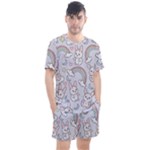 Seamless Pattern With Cute Rabbit Character Men s Mesh T-Shirt and Shorts Set