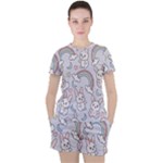 Seamless Pattern With Cute Rabbit Character Women s T-Shirt and Shorts Set