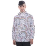 Seamless Pattern With Cute Rabbit Character Men s Front Pocket Pullover Windbreaker