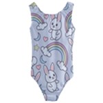 Seamless Pattern With Cute Rabbit Character Kids  Cut-Out Back One Piece Swimsuit