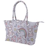 Seamless Pattern With Cute Rabbit Character Canvas Shoulder Bag