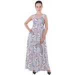 Seamless Pattern With Cute Rabbit Character Empire Waist Velour Maxi Dress