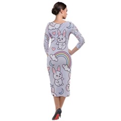 Quarter Sleeve Midi Velour Bodycon Dress 
