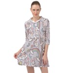 Seamless Pattern With Cute Rabbit Character Mini Skater Shirt Dress