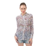 Seamless Pattern With Cute Rabbit Character Long Sleeve Chiffon Shirt