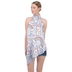 Halter Asymmetric Satin Top 