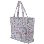 Seamless Pattern With Cute Rabbit Character Zip Up Canvas Bag