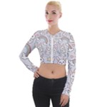 Seamless Pattern With Cute Rabbit Character Long Sleeve Cropped Velvet Jacket