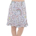 Seamless Pattern With Cute Rabbit Character Fishtail Chiffon Skirt